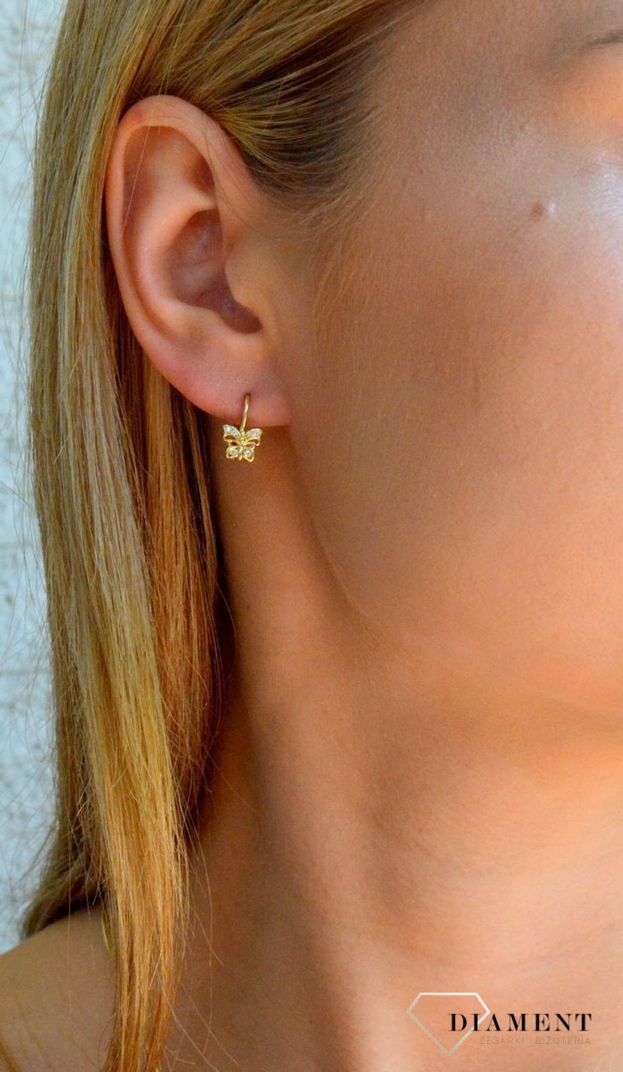 Złote kolczyki 585 Motylki KL 8567.jpg